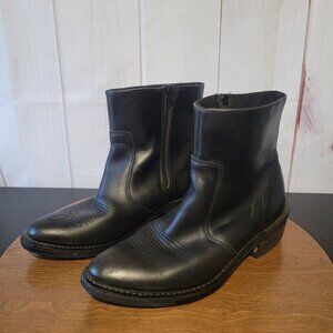 Boulder Creek Men’s Sz 11W, Lined, Black, Leather Cowboy Boots, Zipper, EUC